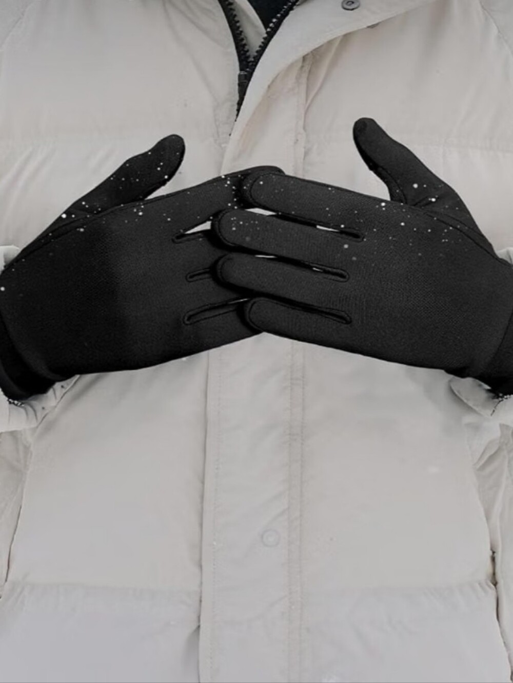 Black Fleece Lined Gloves For Fall Winter - Touch Screen Friendly